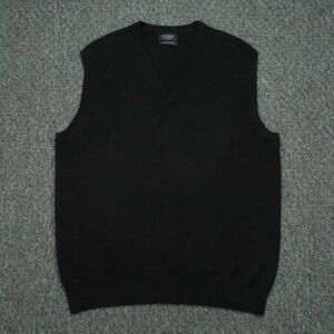 Kiltane Of Scotland Sweater Mens Large Black 100% Cashmere V Neck Vest